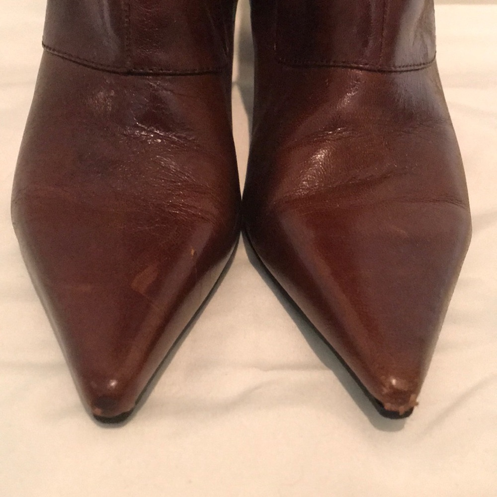 Nine West Cognac  Leather Calf Boots - Picture 3 of 6